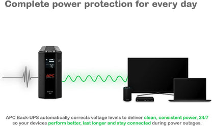 Back-Ups Pro 850VA UPS, 510W Battery Backup & Surge Protector, AVR, 8 Outlets (NEMA 5-15R), LCD Display, BX850M Uninterruptible Power Supply for Computers, Wi-Fi Routers, Home Office Electronics