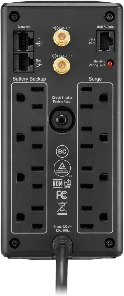 Back-Ups Pro 850VA UPS, 510W Battery Backup & Surge Protector, AVR, 8 Outlets (NEMA 5-15R), LCD Display, BX850M Uninterruptible Power Supply for Computers, Wi-Fi Routers, Home Office Electronics